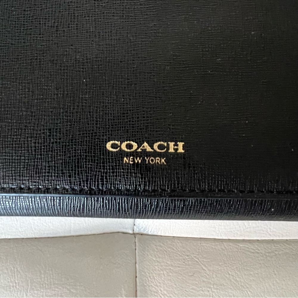 Coach Saffiano Leather Tri-Fold Checkbook Wallet - Picture 12 of 13